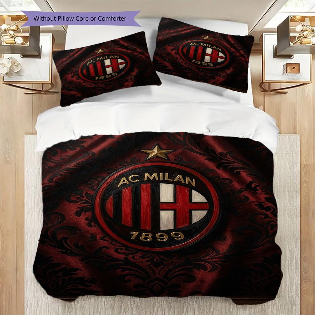 Eredità AC Milan: Set Glory a tre pezzi (1 * copripiumino + 2 * federa, senza nucleo) Set biancheria da letto Copripiumino e federa Morbido e confortevole