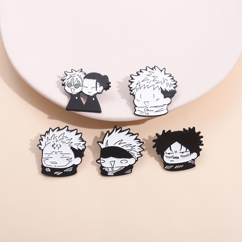 Jujutsu Kaisen Niedliches Yuji & Gojo Brosche Set – Cartoon Anime Anstecknadel