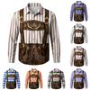 Men's Loose Fit Long Sleeve Shirt 3D Print Oktoberfest Style Button Down Shirt Casual Vintage Design Breathable Fabric Suitable for Outdoor Party