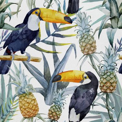Outdoor Dekostoffe Oxford - Motiv Tukane In Ananas I Dx092