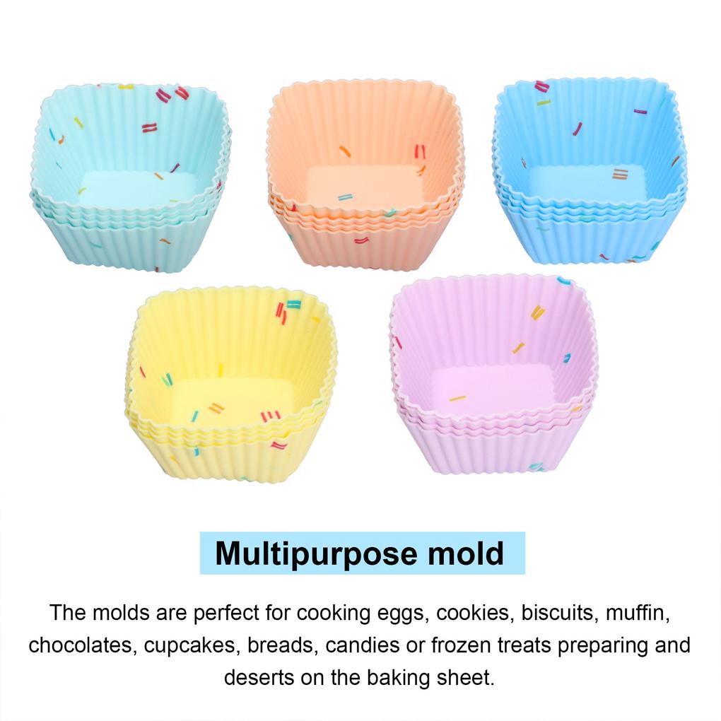 20 Stück Bäckerei Tragbar Wiederverwendbar Cupcake-Förmchen Antihaft Muffin Backförmchen Gebäck Silikonform DIY Basteln Backgeschirr