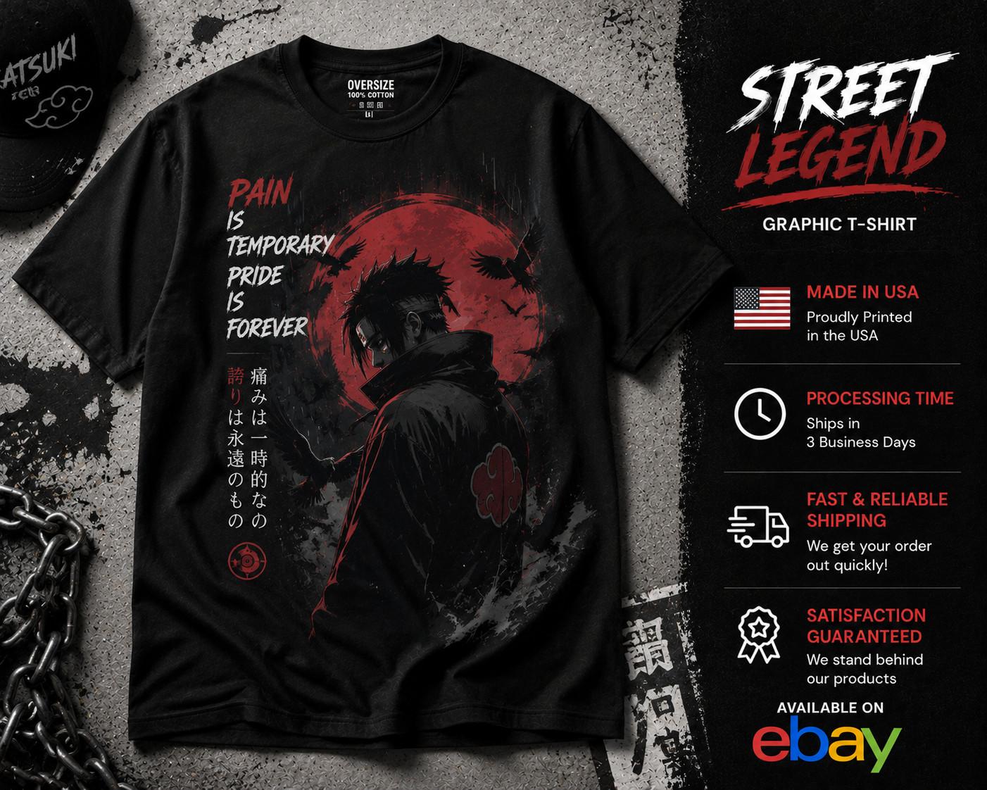 Dark Anime Warrior Graphic Red Moon Streetwear Urban Tee Unisex T-Shirt XXXXL