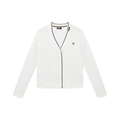 Pull en tricot décontracté couleur unie ouvert sur le devant pour femme Pull pour femme Blanc Vapeur F11W331410FIV