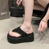Fashion 8.5CM Heels Chunky Platform Slippers Women Bling Open Toe Thick Bottom Wedges Sandals Woman Summer Female Beach Flip Flops