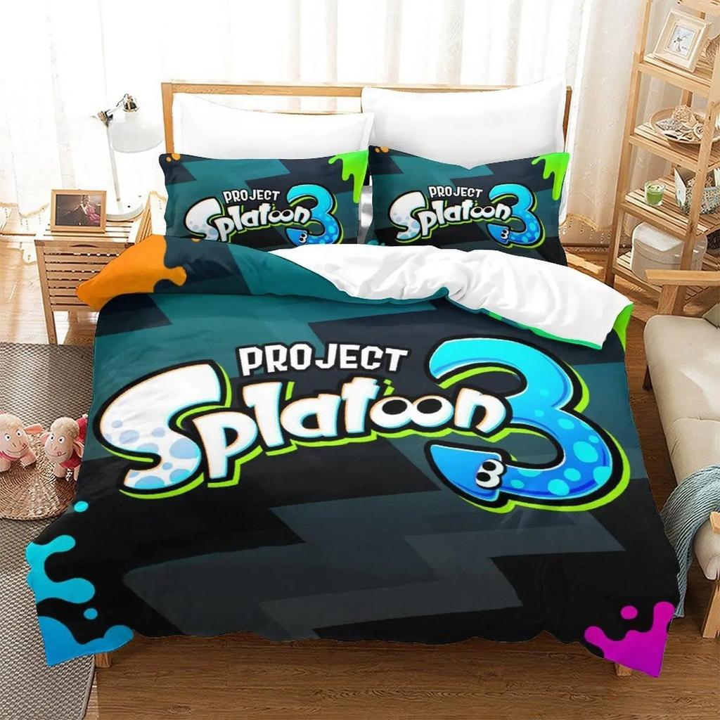 Splatoon 3 Bedding Set 3D Print Anime Duvet Cover Single Twin Full Queen King Size for Adult Kids Bedroom