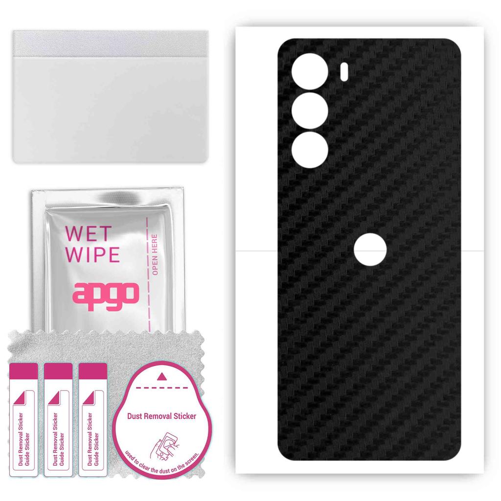 apgo Protective Skin Sticker for the Back Compatible with Motorola Edge+ 2022, Wrap Film, Foil, Vinyl - Pattern Carbon Black
