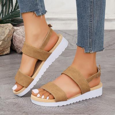 Mode Mode Lässige Sandalen Damen Sommer Plateau Flacher Absatz Fischmaul Weiche Sohle Rutschfest Übergröße Vielseitige Ballerinas