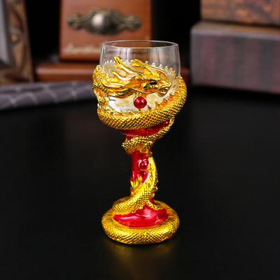 Golden Dragon Wine Glass Engraved One Cup Crystal Glass Toasting Exquisite Goblet Gift Wedding Baijiu Cup