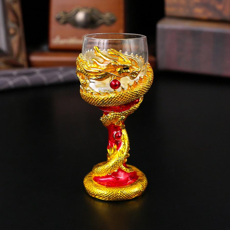Golden dragon wine glass engraved one cup crystal glass toasting exquisite goblet gift wedding Baijiu cup rosso