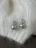 Classic real hemp color high-end strong light pearl sterling silver square diamond stud earrings temperament simple earrings women