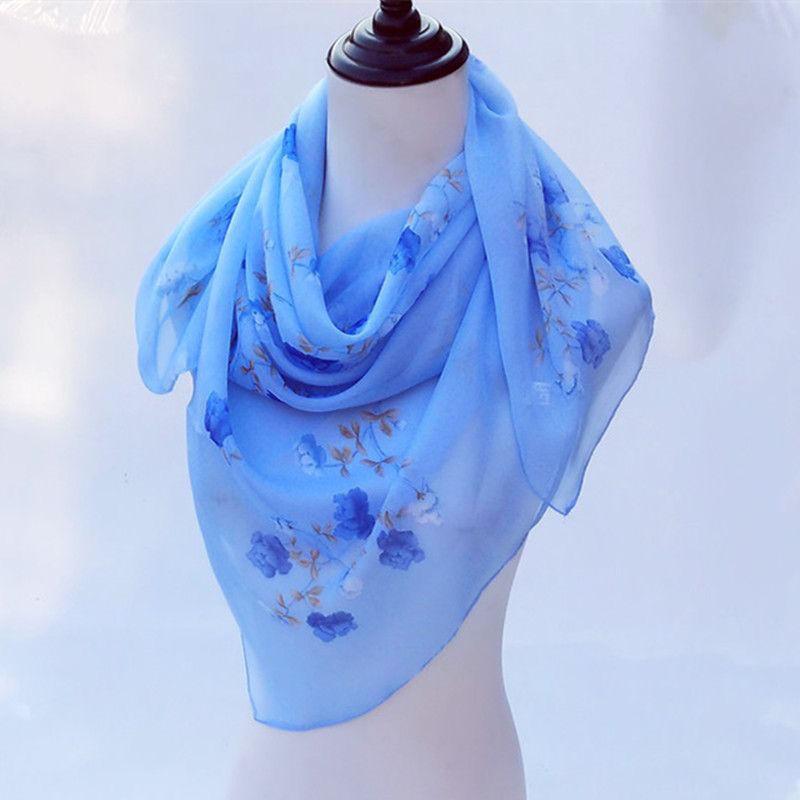 New Fashion Scarf 90 * 90 Square Scarf Chiffon Thin Scarf Sunshade and Sunscreen Headcloth Silk Scarf for Women
