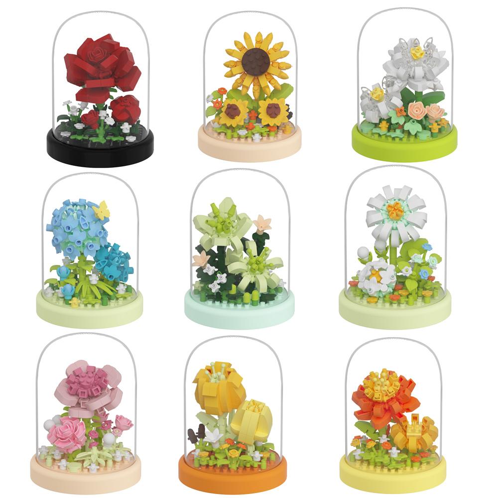 City Series Creativity Flower Blossom Bonsai Potted Plant Micro Building Block Set Block Bricks Home Decoration Toy For Kids Children