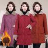 Stylish Mid-Length Winter Cotton Coat for Middle-Aged and Elderly Women with Plush Lining