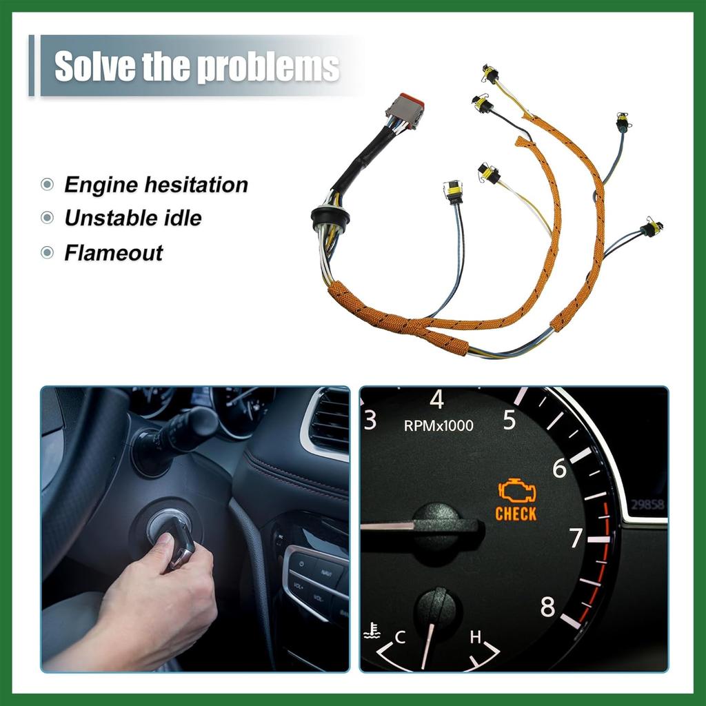 Motoforti Engine Fuel Injector Wiring Harness for CAT for Caterpillar C7 Engine Excavator 2225917 Fuel Injector Wiring Harness Assembly Long-lasting