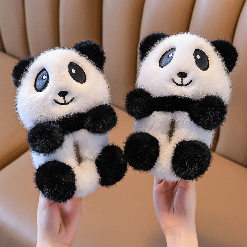Children's Cartoon Panda Fluffy Slippers for Boys & Girls - Warm Cotton Home Shoes