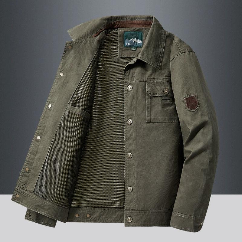 Men's Spring and Autumn Plus Size Thin Section Lapel Solid Colour Casual Business Loose Jacket