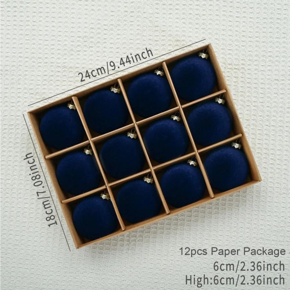 12pcs/box Velvet Christmas Ball Pendant 6cm Christmas Tree Decoration Ball Set With Gift Box 2025 New Year Xmas Decorative Balls