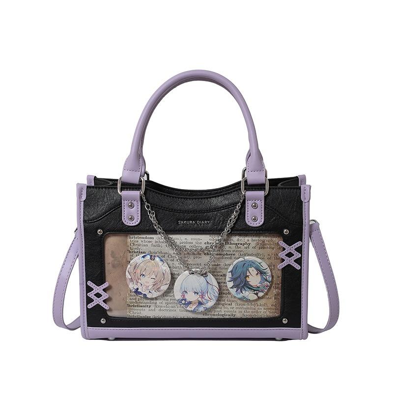 

Large-capacity bags for women s autumn and winter all-match new casual messenger college students commuting tote bags in class фіолетовий