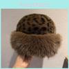 Women Hat Mongolian Thick Plush Windproof Leopard Print Hat Winter Accessory