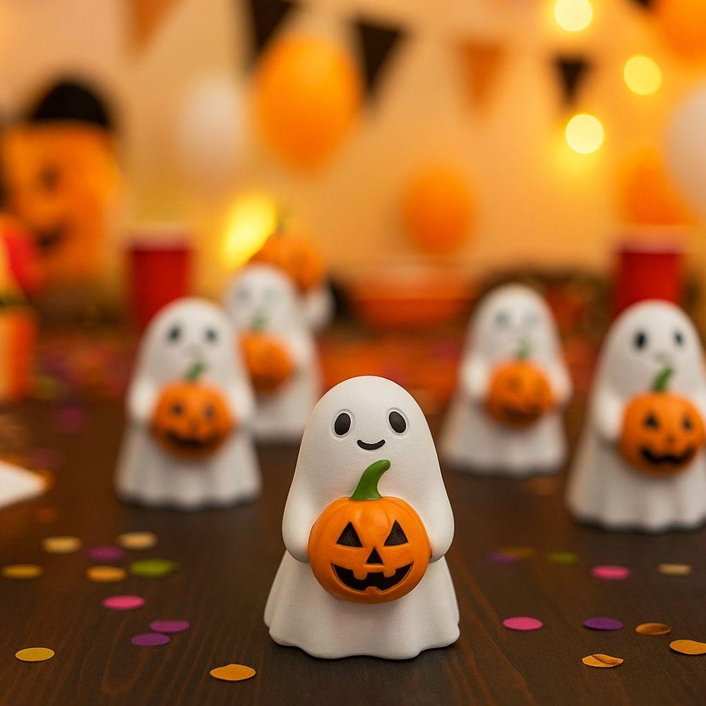 Realistic Halloween Ghost Statue Cute Holding Pumpkin Ghost Pumpkin Ghost Figurine Indoor Outdoor