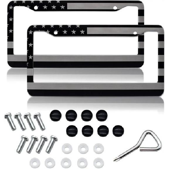 2pcs For Ford Accessory n US Flag Patriotic Car License Plate Frame Cover серый