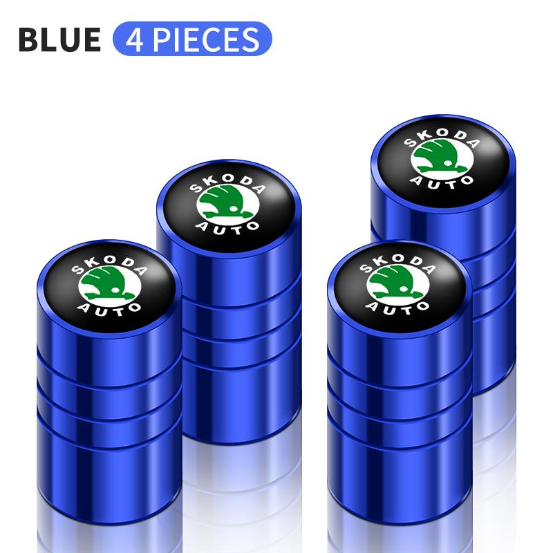 2025 New 4Pcs Car Logo Wheel Tire Valve Air Valve Stem Caps For Skoda Octavia Fabia Kamiq Kapoq Kodiaq Rapid SCALA Superb A5 A7
