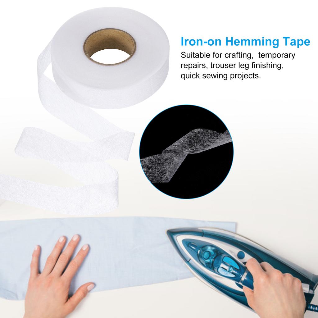 Ütüyle Yapışan Kenar Bandı Dikişsiz Dikiş Cadılık Kenar Bandı Giysiler Perdeler için Yapışkan Bant Kendin Yap Yapıştırma Siyah/Beyaz