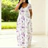 Plus Size Women Summer Dress Crew Neck Short Sleeve Loose Fit Apparel For Casual Home And Outdoor Walking