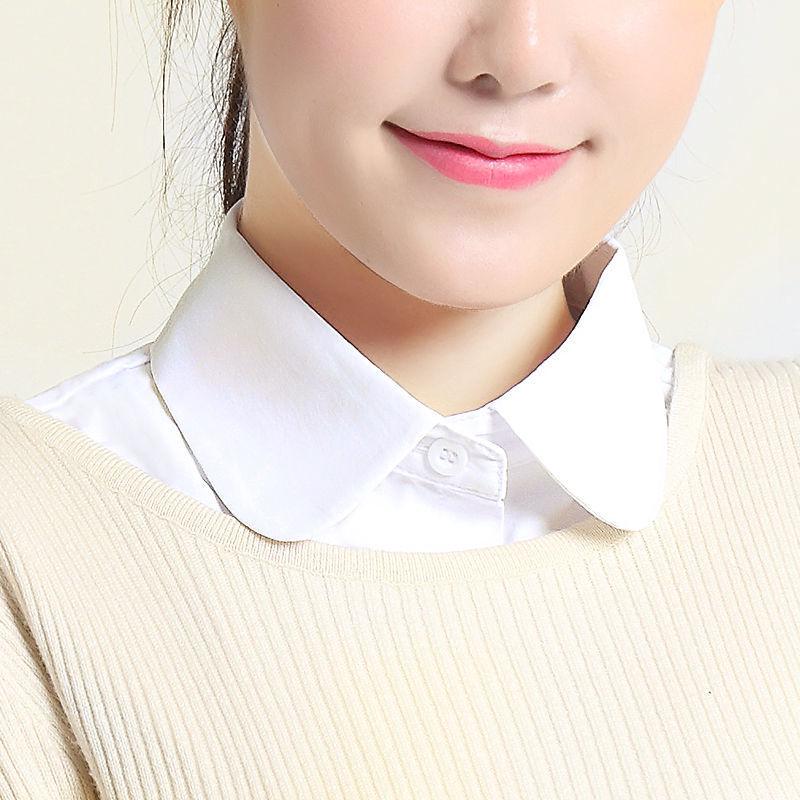 Women's Black Jacquard Cotton Dickey - Versatile Fake Collar for Spring Sweaters 