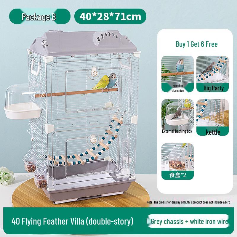 Large Ornamental Birdcage for Budgerigars, Cockatiels, & Finches with Acrylic Panels