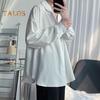 Men's Cuban Collar Shirt Long Sleeve Button Down Casual Shirt Loose Fit Solid Color Shirt for Work Parties Dates