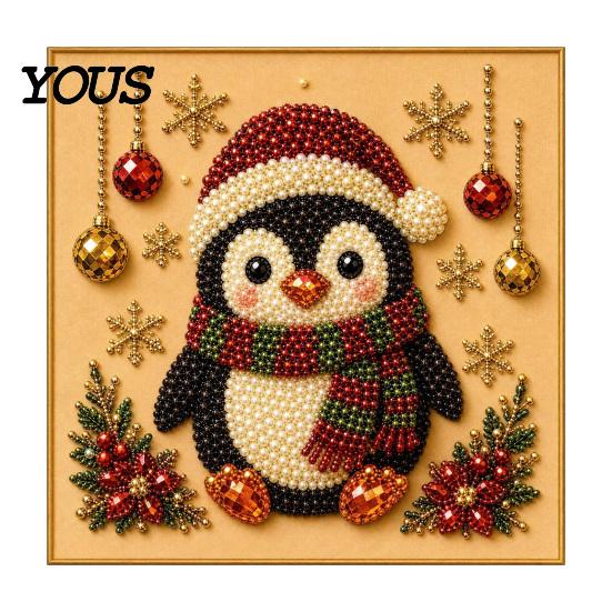 Creative Christmas Gifts for Adults Faux Pearl Art Kit, 20x20cm Xmas Painting DIY Wall Decor Making Kit Sparkling 3D Diamond Craft Adults, Festive