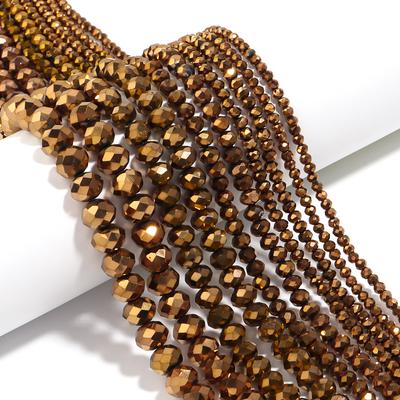 1 Strand 3 4 6 8 10mm Rondelle Faceted Crystal Beads Brown Glass Loose Beads For DIY Jewelry Making Necklace Bracelets Supplies