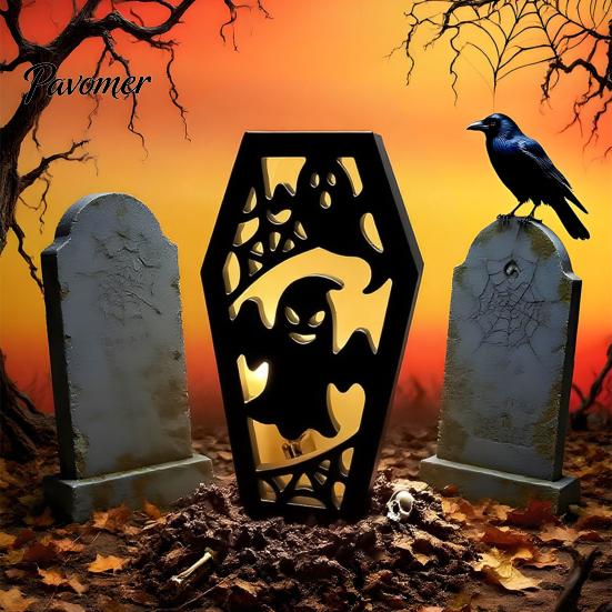 Easy Demoulding Silicone Mold Halloween Coffins Lampshade Mold, DIY Hollow Ghost Spider Bat Casting Molds Crafts Gypsum Cement Epoxy Resin