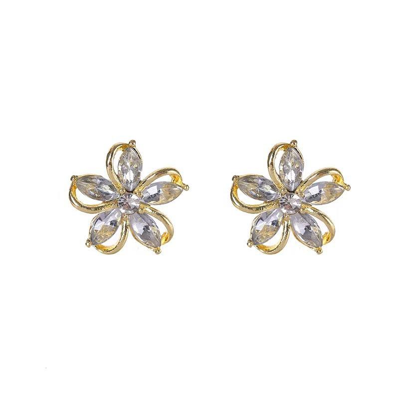 Dainty Flower Stud Earrings for Women Piercing Cartilage Ear Ring Cute Zircon Gold Color Women's Aesthetic Jewelry Gift