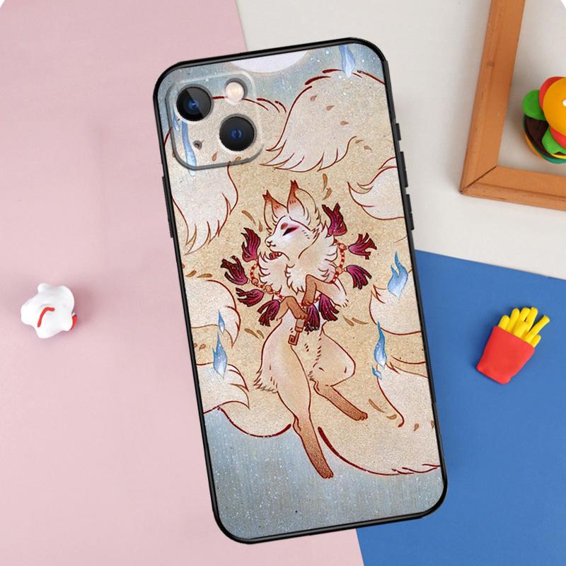 Nine-tailed Fox Case For iPhone 11 12 13 14 15 16 Pro Max Mini XS XR X Plus Soft Protection Cover