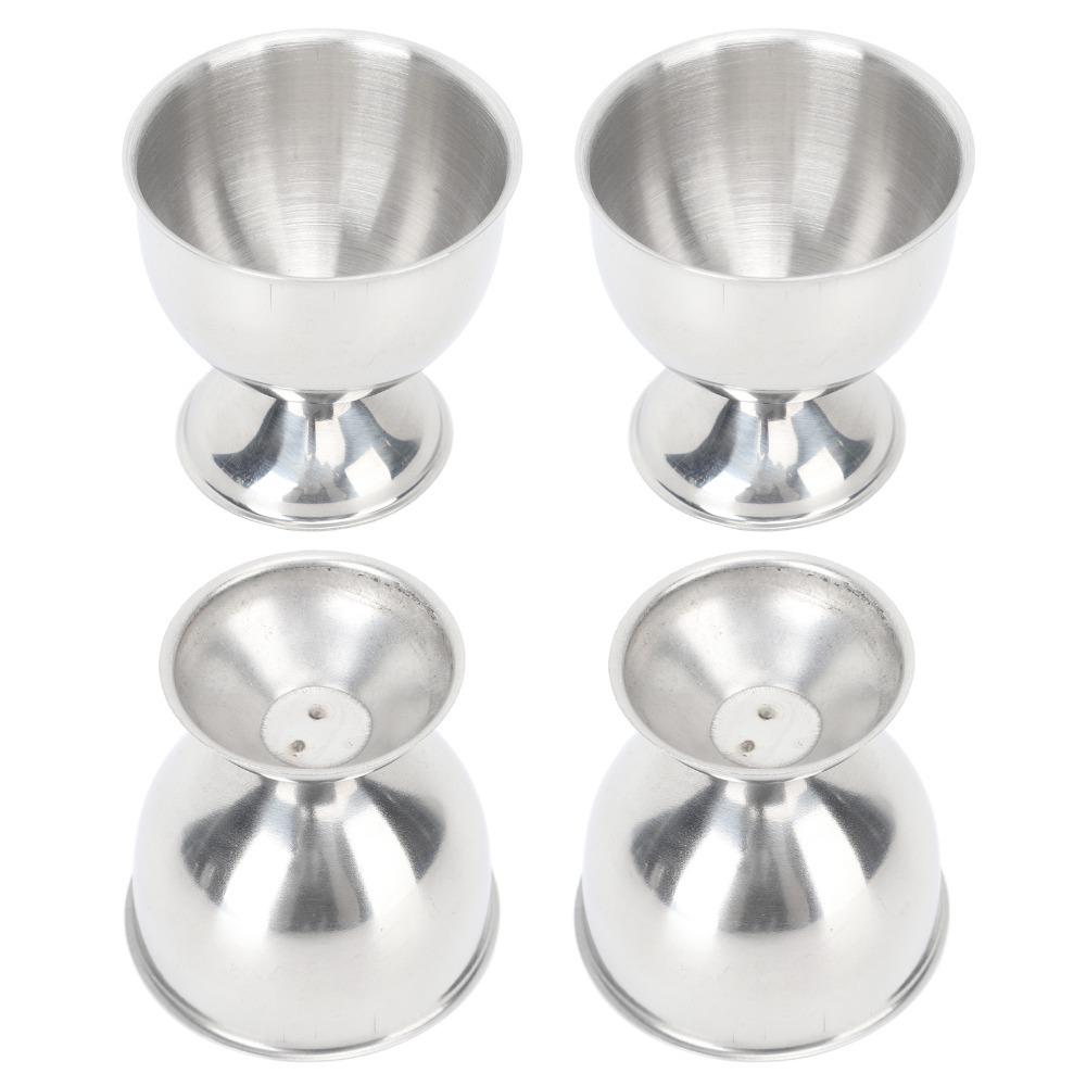 4Pcs Rustless Steel Egg Cup Cylindrical Egg Serving Tray Mini Shot Glass Kitchen Table