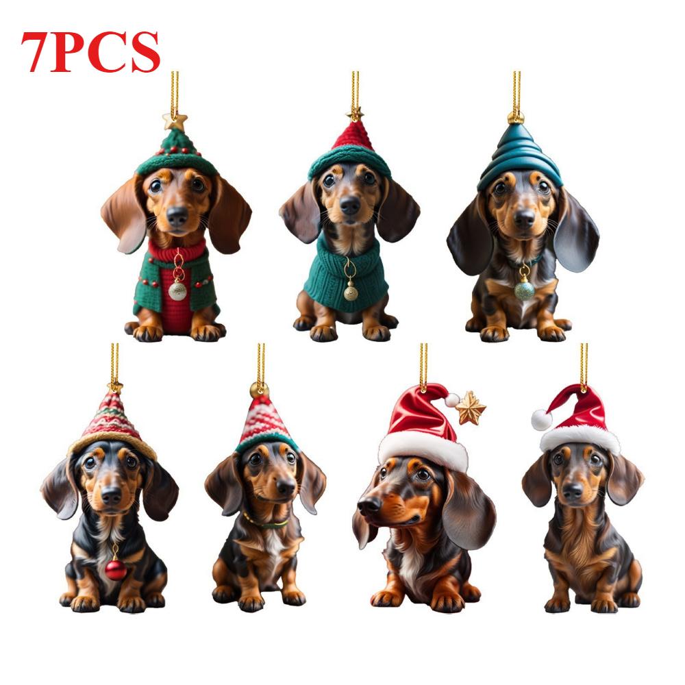 

Веселая такса, 2D плоский акрил, Украшение для автомобиля, Подходит для подвески, Брелок, Рождество, Хэллоуин 8CM