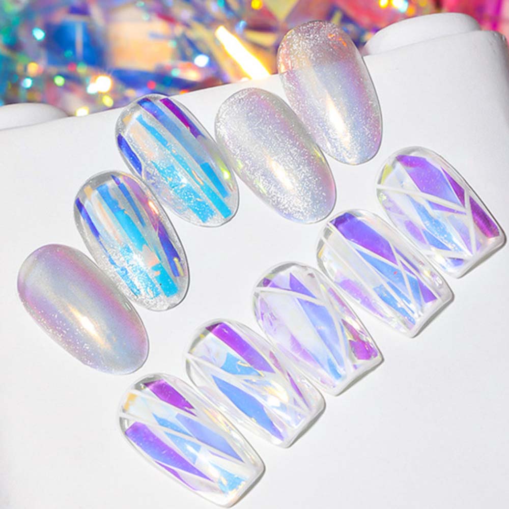 Decal Nail Stickers Aurora Broken Glass Foils Laser Cellophane Nail Foil Film Nails Art Decoration