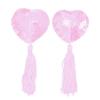 Heart-Shaped Sequined Nipple Covers with Tassels - Silicone Pasties Lingerie Accessories