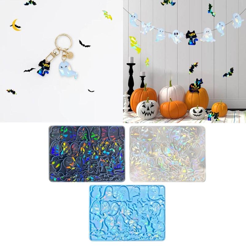 Silicone Specter Bat Cat Holographic Molds Light Shadow Earrings Pendant Mold DIY Ornaments Jewelry Epoxy Crafting Mold