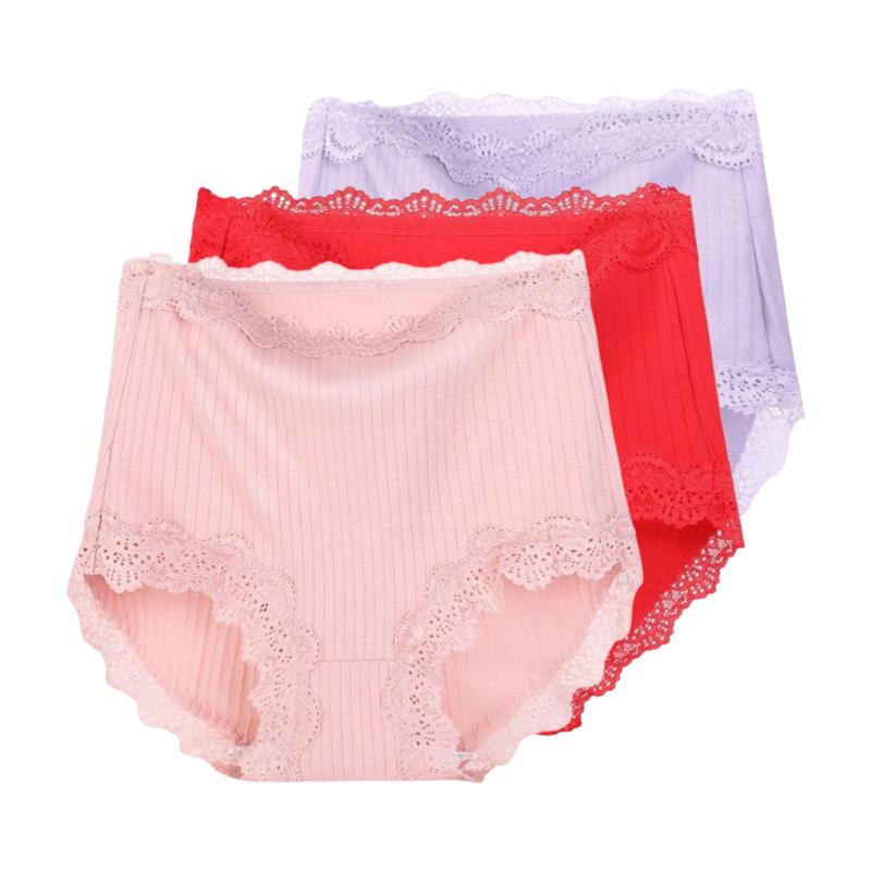 3 sztuki damskie majtki koronkowe z wysokim stanem wygodne plus size trójkątne spodnie bielizna majtki