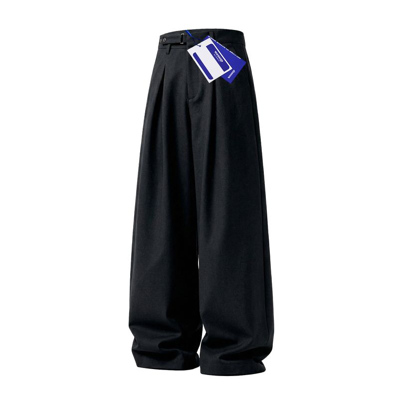 Wassup Trendy American Retro Wide-Leg Dress Pants for Men, Loose Casual Old Money Style Design Casual Long Pants