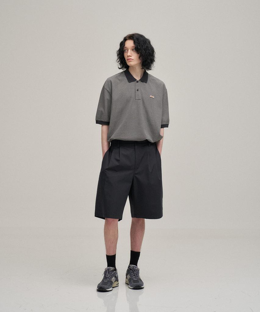 LE TIGRE Two Tuck Banded Shorts (Almost Black)