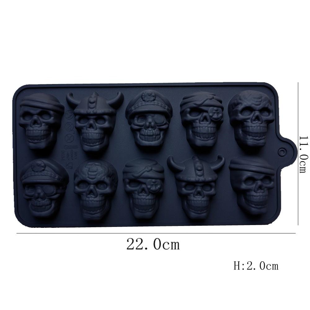 Skull Ice Cube Mold 10-Grid Skull Ice Mold for Halloween Kitchen Tools Reusable Making Accessory for Chocolate Ice Cream And