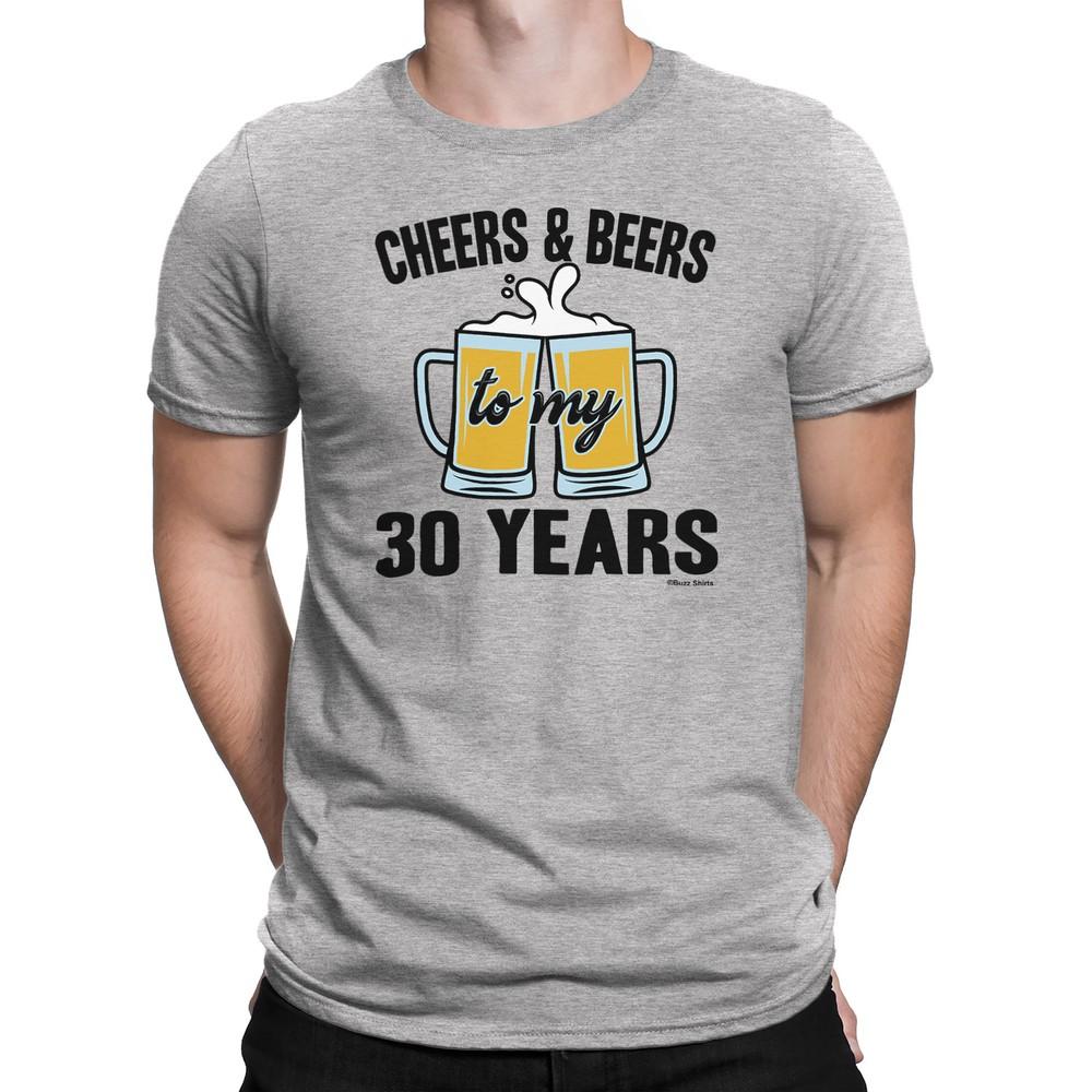 

Mens 30th Birthday T-Shirt CHEERS and BEERS to 30 Years Premium Quality 2XL