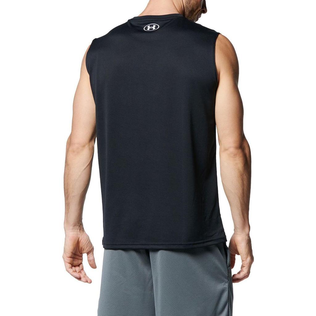 Under Armour Solide Logo-Aufdruck Rundhals Trainings Ärmellose Weste Herren Oberteile Schwarz 1367452-001