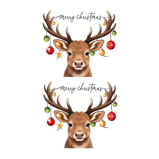 Festive Window Clings Christmas Elk Toilet Seat Cover Sticker, Cartoon Reindeer Lid Durable Waterproof Decals Decal, Self-Adhesive