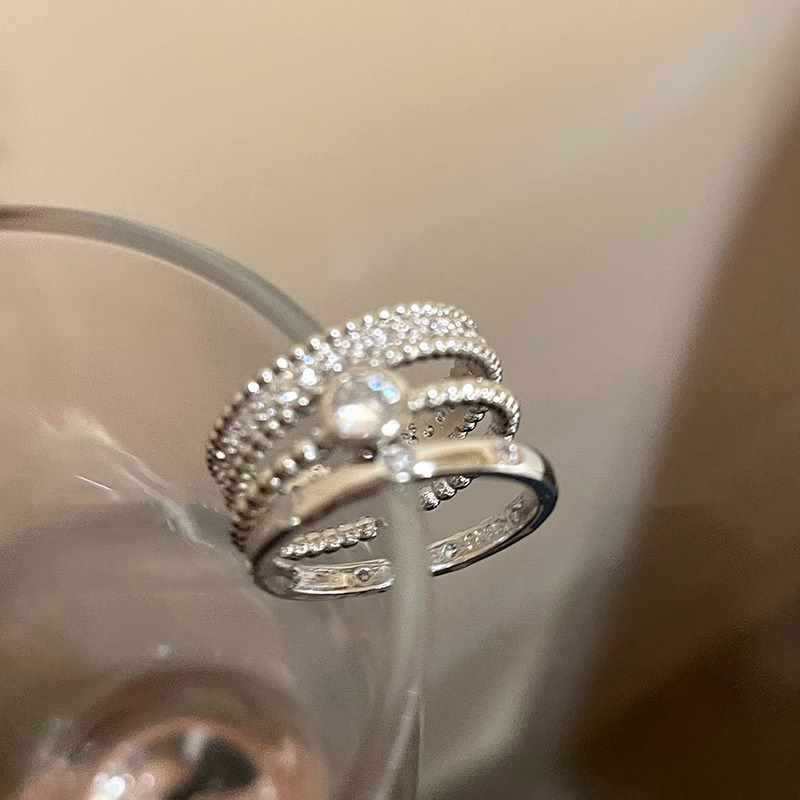 New Personality Plain Circle Silver Color Elegance Open Mouth Rings Three-piece Set for Women Trend Party Aesthetic Jewelry Gift