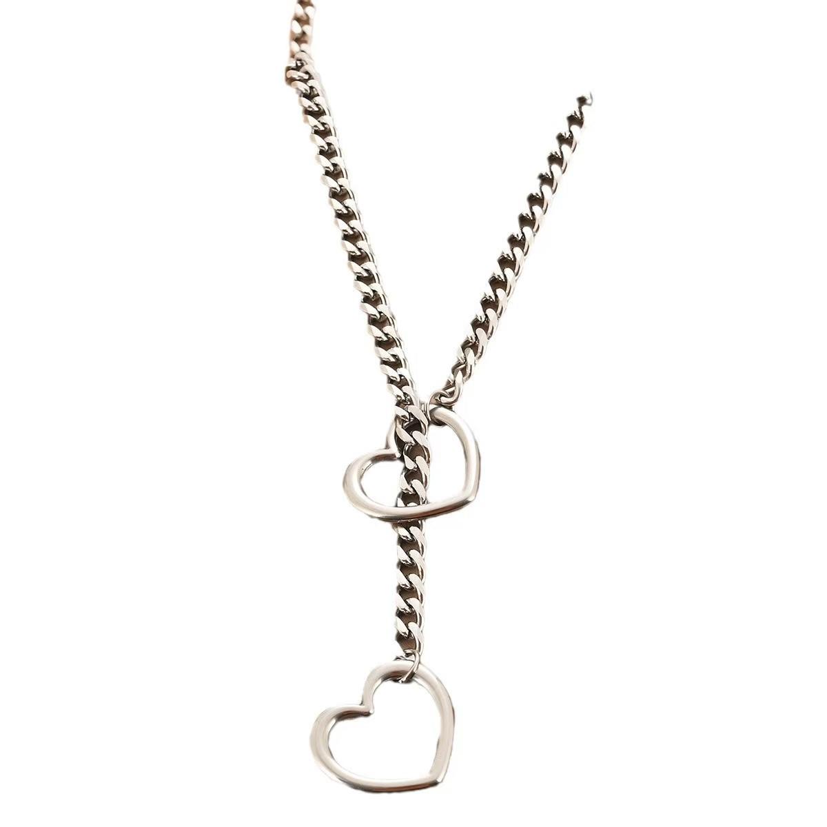 Stylish Heart Ring Punk Rock Long Chain Necklace for Women